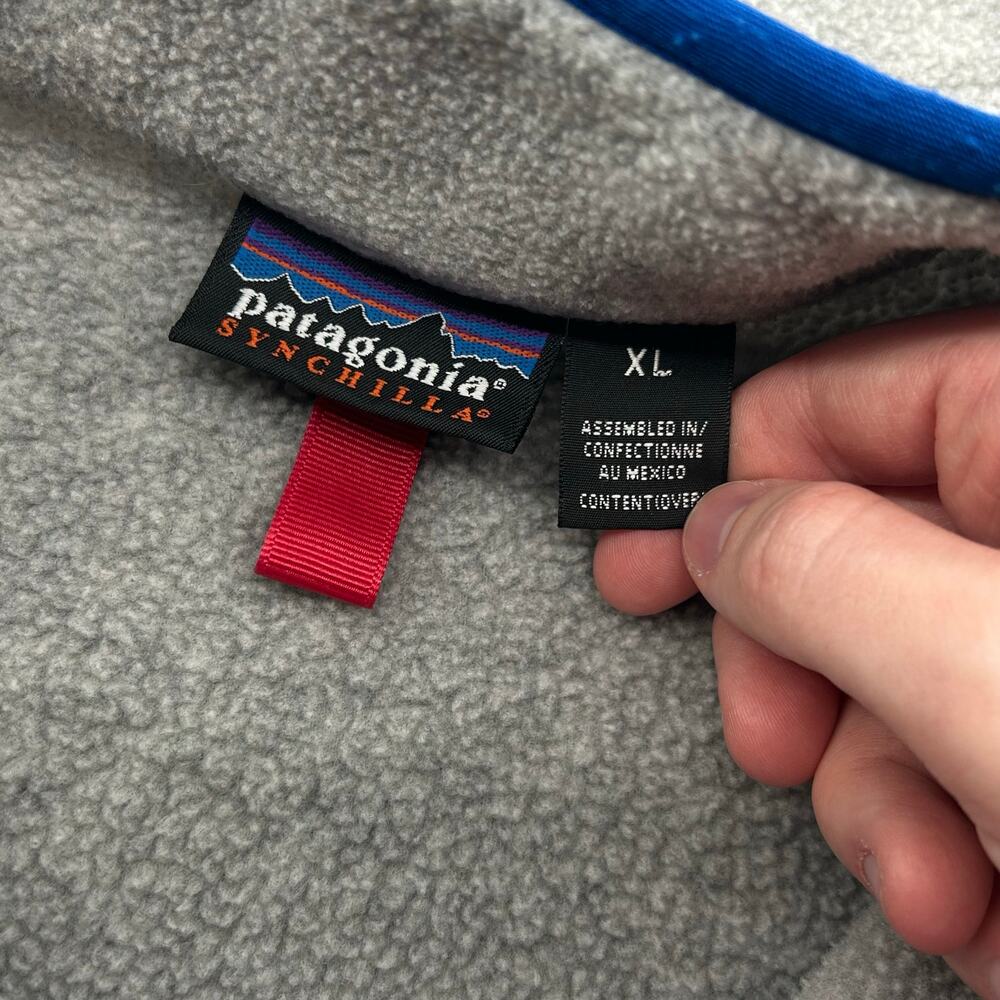 Vintage 90s Mens Grey Patagonia Marsupial Fleece Synchilla 1/2 Zip Sweatshirt XL - Picture 2 of 7